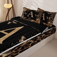thumbnail image 3 of Catabedysis Cheetah ABC Print A Zipper Twin Comforter Sets with Fitted Sheet and 2 Pillowcases,Personalized Monogram Gifts Zipper Bedding Set For Girls,Black Reversible,4-Piece, 3 of 7
