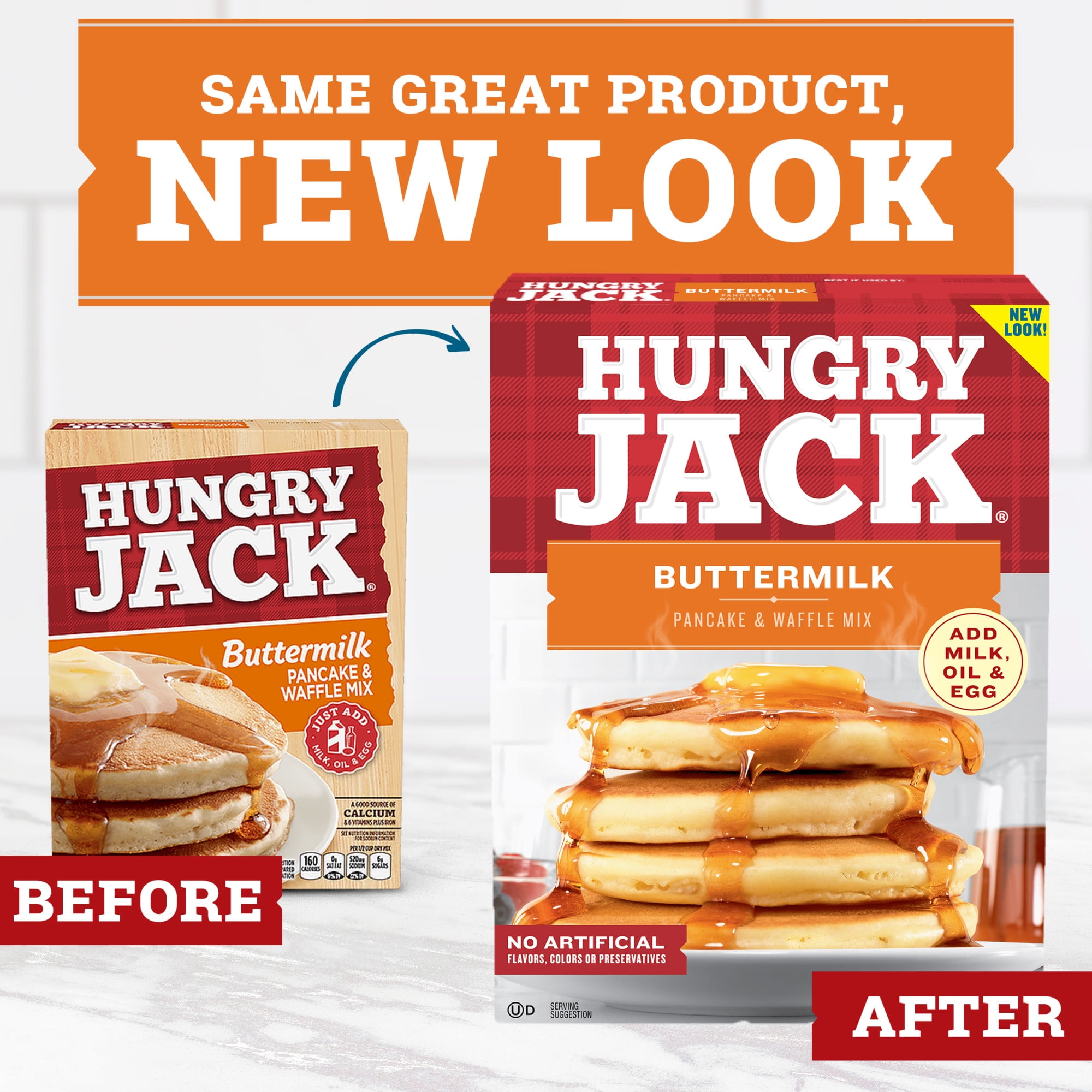 (3 pack) Hungry Jack Buttermilk Pancake Mix and Waffle Mix, 32 oz Box
