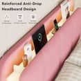thumbnail image 3 of Virans Queen Size Velvet Upholstered Bed Frame with Headboard & 2 Storage Drawers,Princess Platform Bed Frame with Charging Station & LED,No Box Spring Needed,Pink, 3 of 9