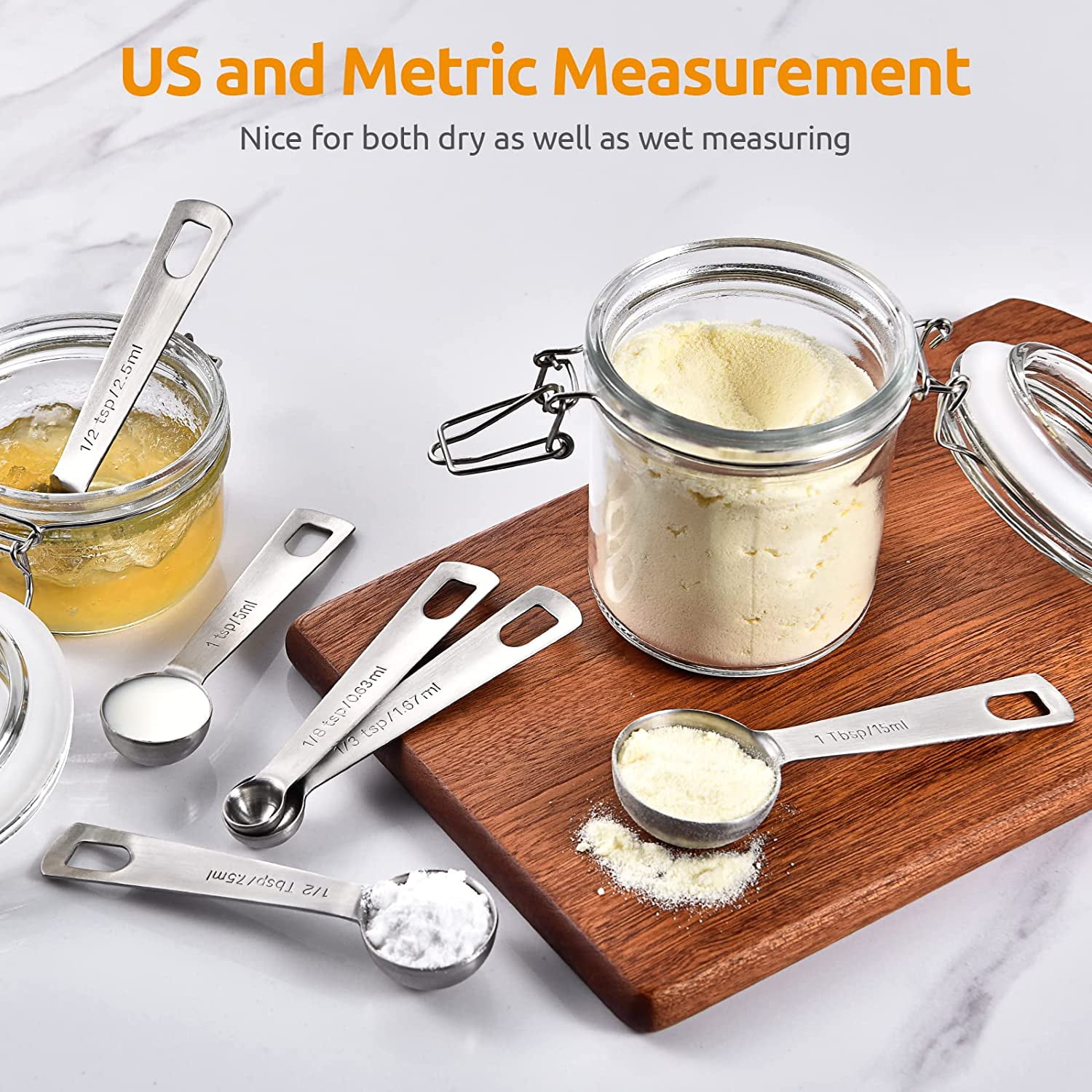 BERYLER® Measuring Spoons Set, 1/3 tsp, 1/4 tsp, 3/16 tsp, 1/8 tsp, 1/16  tsp, Mini Measuring Spoon for Baking, Tablespoon for Dry or Liquid