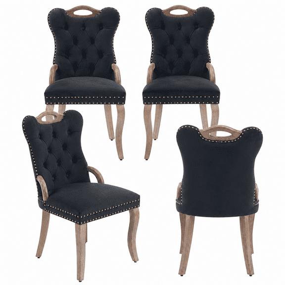 Sesslife Dining Chairs Set of 4, Black Dining Room PU Chairs, Dining Side Chairs for Home Kitchen Living Room