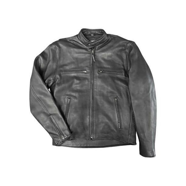 Redline Men's Stretch Sides Cowhide Leather Motorcycle Jacket - Black M ...