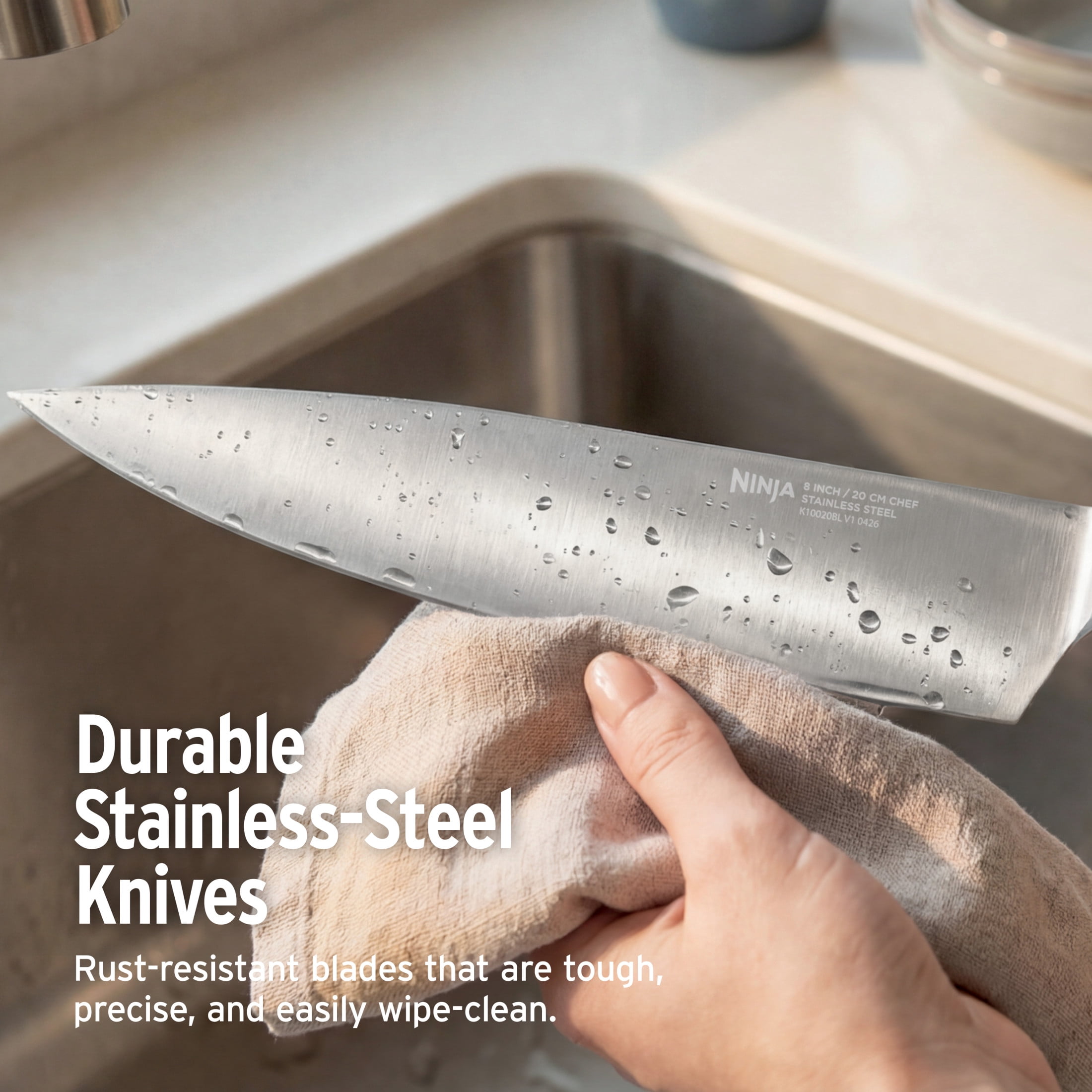 Ninja NeverDull Razor-Sharp 11-Piece Knife System with Removable Sharpener, Laser-Cut Blades, NK12011GY1, Light Gray