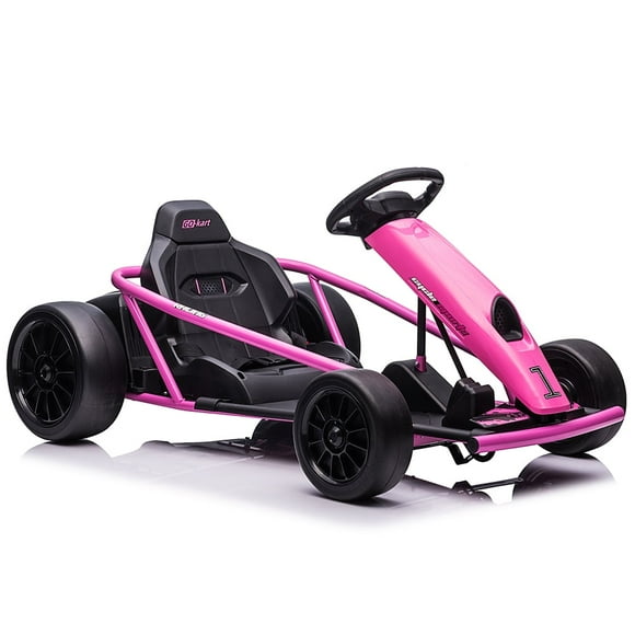 Kids Ride on Go Kart, 24V 9AH 300W*2 Motors Battery Power Ride on Car, 8MPH High Speed Drifting Car with Music, Horn, Racing Toy for Kids 8-12 Years, Load 155 lbs