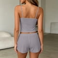 thumbnail image 3 of Womens Short Pajama Set Ribbed Knit Cami Top and Boxer Shorts Pajamas Cute Pj Sets(Grey,S), 3 of 6