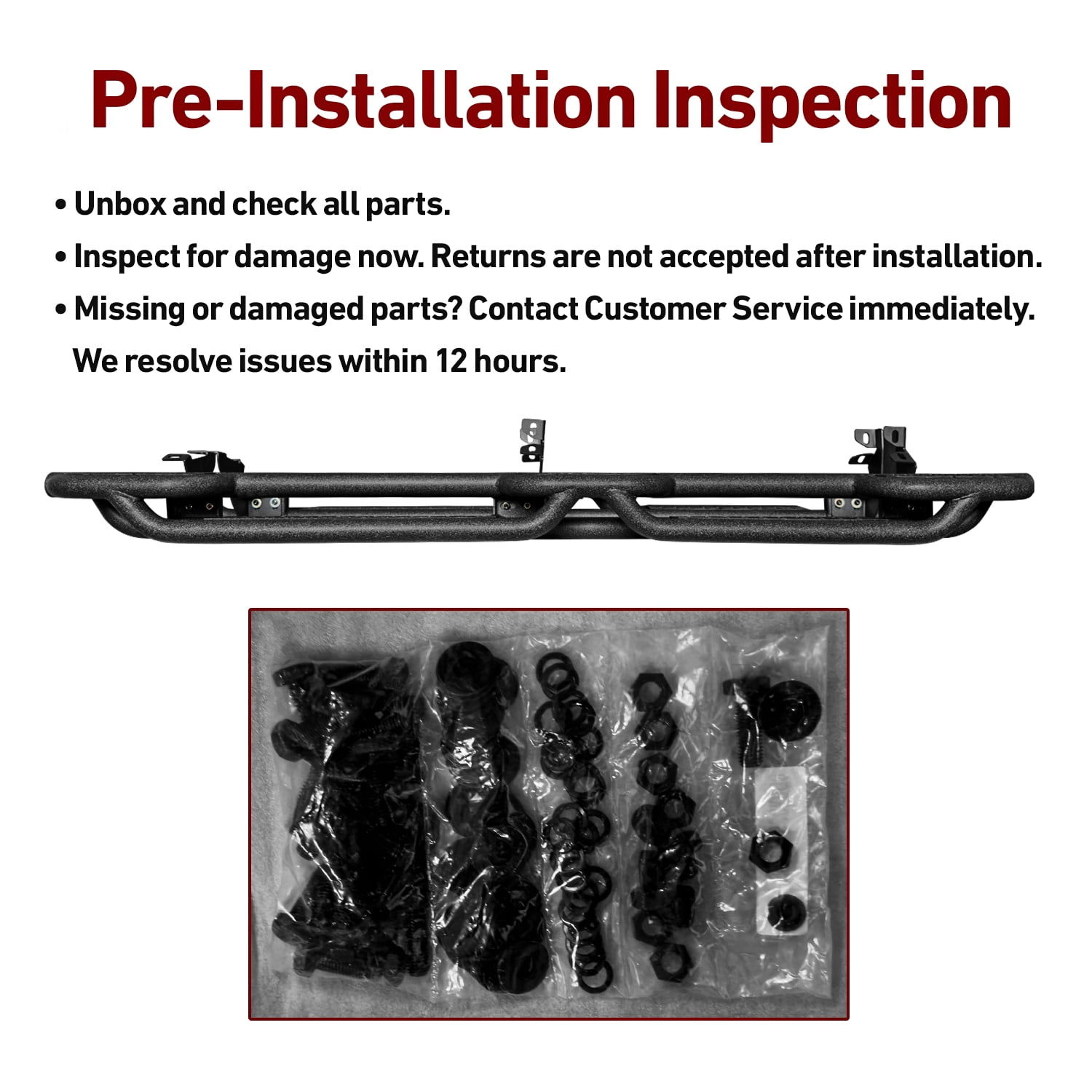Vijay Compatible with 2019-2026 Ford Ranger SuperCrew Cab Running Boards & Step Bars Nerf Bar Dual-Stage Textured Black Powder Coated, 6 Inch Step Bars Side Steps
