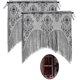 thumbnail image 1 of Cortina de ventana JanHm de Calavera de encaje Halloween 2 Piezas con Borlas Negras, 1 of 5