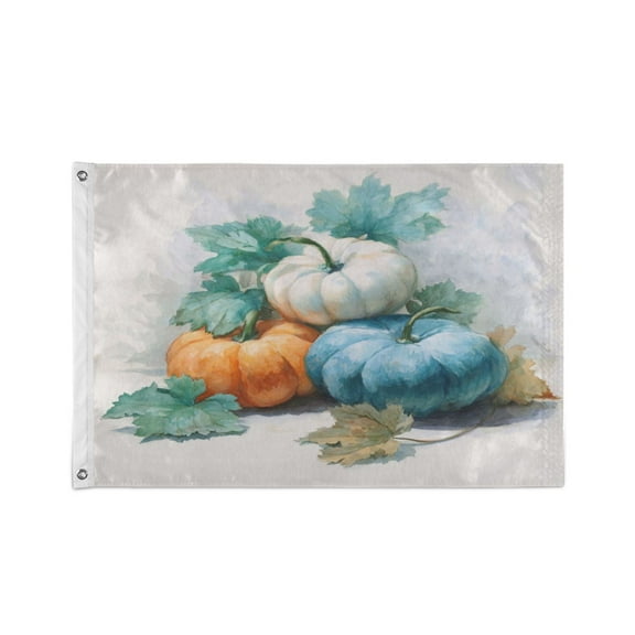 24x36 inch Garden Hanging Flag Square Double Sided Flag Garden Garage nd Patio Decorative Flag Watercolor Pumpkins and Leaves