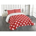 thumbnail image 3 of Ambesonne Retro Quilted Bedspread Set 3 Pcs, Polka Dots Circular Forms, Queen Size, Vermilion, 3 of 5