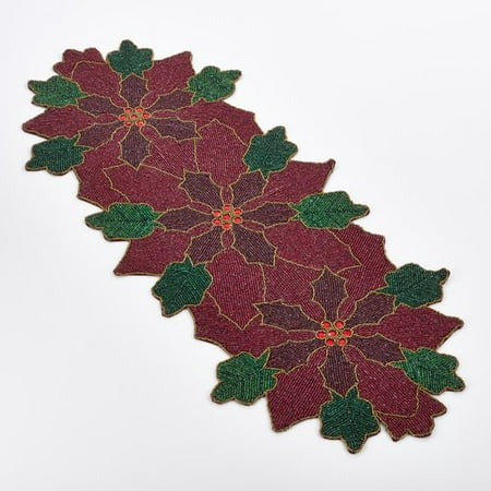 UPC 789323313188 product image for SARO 5825.R1535 15 x 35 in. Beaded Poinsettia Runner Red | upcitemdb.com