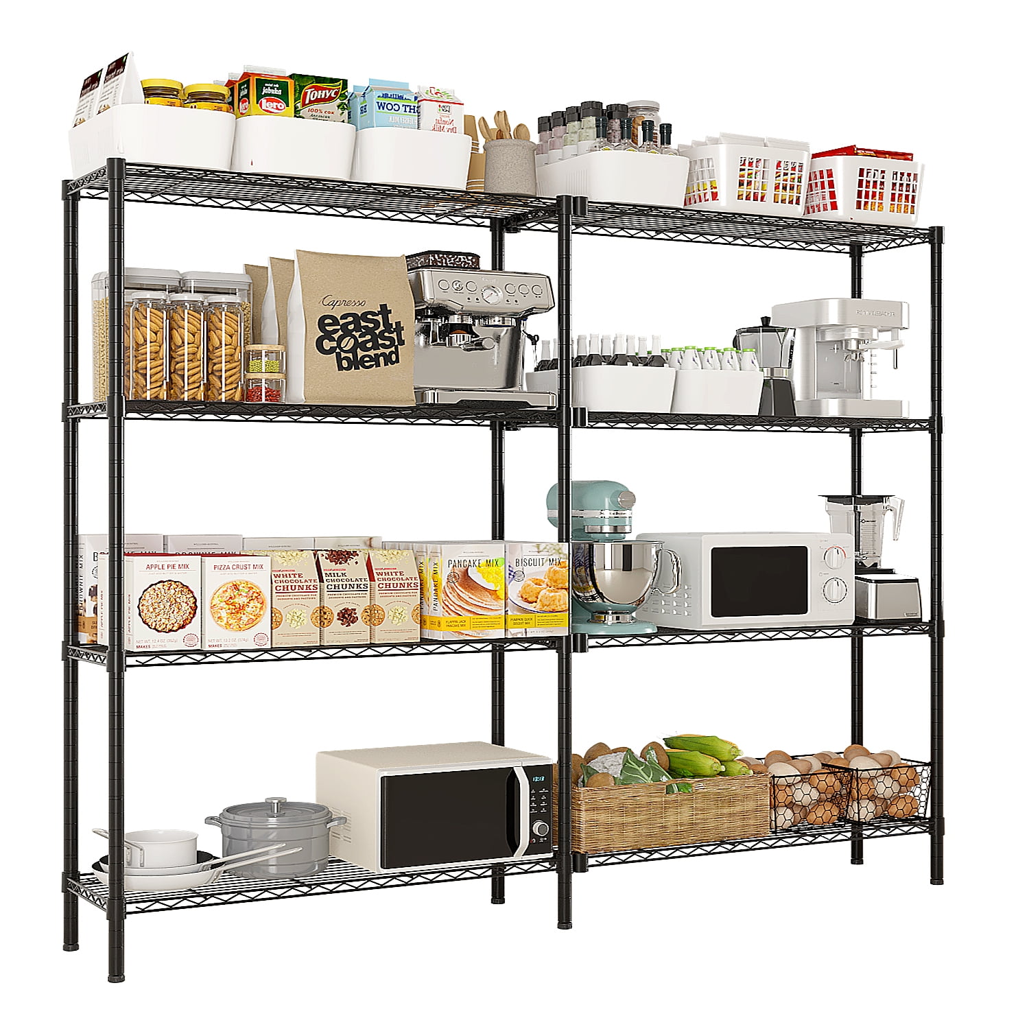 Zimtown Heavy Duty Storage Shelves, 71"W Garage Wire Shelving Unit, Adjustable 5 Tier Metal Shelves Organizer Silver for Pantry Kitchen Basement, 1500 lbs Capacity