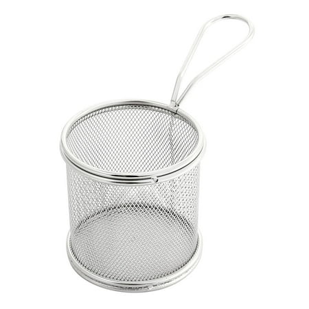 Unique Bargains Family Stainless Steel Cylinder French Fries Circle Oil Sieve Strainers Frame Fry (Best Oil To Use For French Fries)
