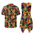 thumbnail image 3 of Psesaysky Matching Hawaiian Couple Outfit Red Hibiscus Plumeria Print Mens Button Down Aloha Shirts Womens Sundress Sleeveless A Line Flowy Tank Dress, 3 of 7