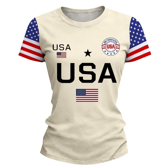 MEICHEN Women's Summer Cotton Retro 4th of July Tops Short Sleeve 250th Anniversary Usa Graphic Tees Patriotic Blouses Round Neck T Shirts