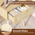 thumbnail image 4 of LAZZO Nightstands Set of 2, Wooden Bedside Tables with Rattan Weaving Drawers, Natural Wood, 4 of 9