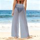 thumbnail image 4 of Pincandy Women See Through Sheer Mesh Pants Beach Swimsuit Bikini Bottom Cover up Party Club Elastic High Waist Wide Leg Pants, 4 of 7