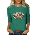 thumbnail image 2 of Fznquz Crewneck Womens Blouses Green Game Day 3/4 Sleeve Shirt Funday Sunday Casual Spring Fall Womens Clothes M, 2 of 4