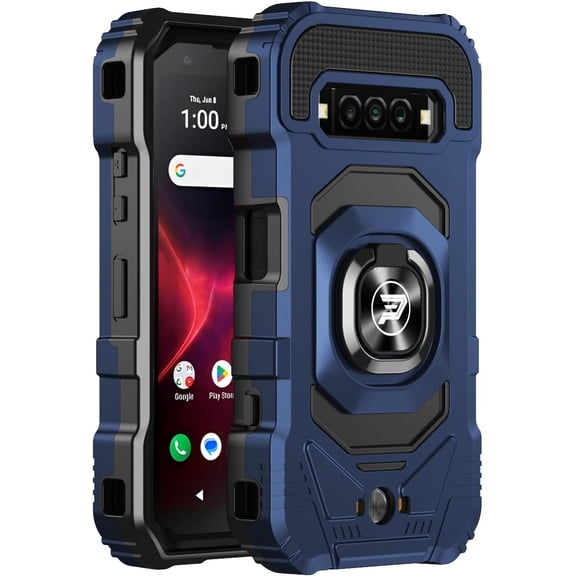 Wireless PROTECH Case Compatible with Kyocera DuraForce Pro 3 E7200 Phone, Ring Kickstand Magnetic Car Mount, PC and TPU Impact-Resistant Protective Case (Blue)
