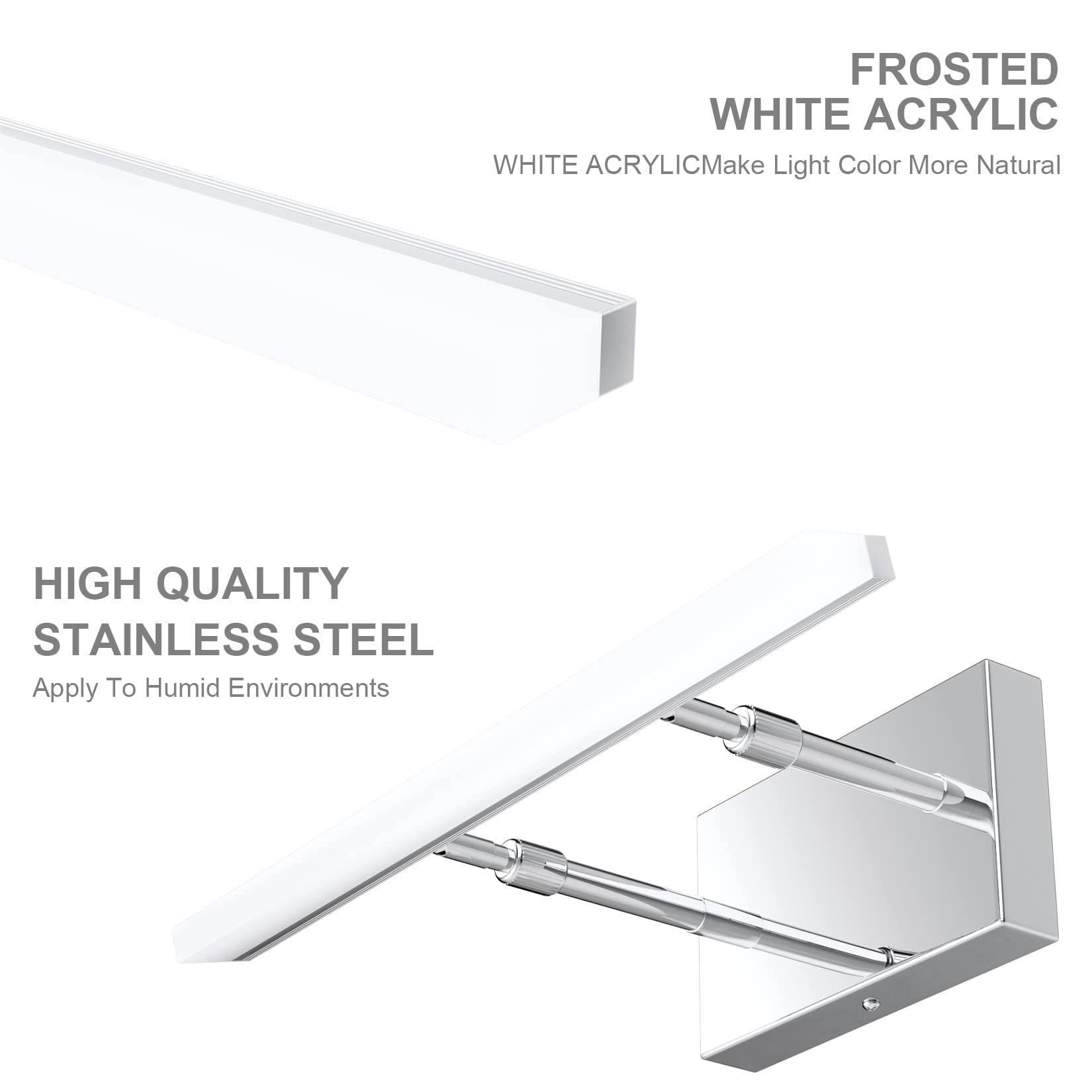 15.7 Inch Led Vanity Lights Adjustable Bathroom Wall Light Lighting Fixture Over Mirror Chrome Modern 5500k