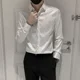 thumbnail image 5 of Camisas y blusas estampadas para hombre, ropa sencilla y fresca, de algodón, con estampado floral blanco, botones de lujo, estilo coreano, tallas grandes, estilo hipster, seda, 5 of 5