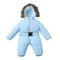 thumbnail image 4 of LFEOOST Outerwear Romper Coat Warm Infant Baby Jacket Snowsuit Girls Hooded Jumpsuit Girls Snow for Kids 3M-24M Sky Blue 60, 4 of 9