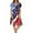 Vermilion, variant on Women's Gradient Star Print V-Neck Short Sleeve Dress, Comfortable Summer Casual Flowy Midi Dress for 4th of July Independence Day,Blue L