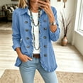 thumbnail image 2 of LTTVQM Women's Denim Jacket Ruffled Long Sleeve Button Down Open Front Cropped Jean Top Coat Trendy Casual Jackets, 2 of 7