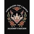 thumbnail image 4 of Childless Cat Ladies Graphic Tee - Polyester & Spandex Blend, Casual Crew Neck Short-Sleeve T-Shirt with Floral Feline Print, All Season Comfort Wear, 4 of 8