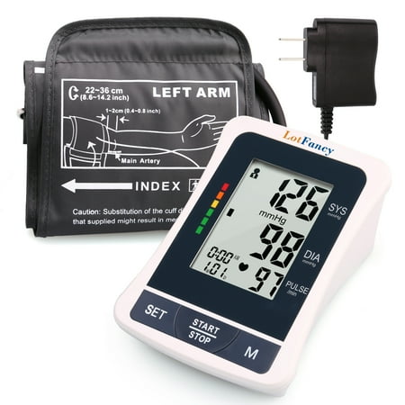 LotFancy Blood Pressure Monitor with Upper Arm Cuff and AC Adapter, 2-User Mode, Accurate Portable for Home Use, FDA Approved, M BP Cuff 8.6 to 14.2 Inches
