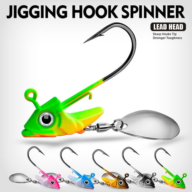 Ourlova Jig Head Hooks Weighted With Spinner Blades 7.5g 10.5g 15g Fishhook For Soft Bait Fishing Tackle Accessories E 15 Grams