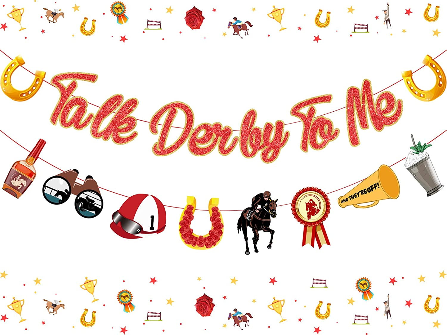 Kentucky Derby Banner Horse Race Party Decorations - Derby Race Run for the  Rose Derby Day Holiday Party Banner Decorations