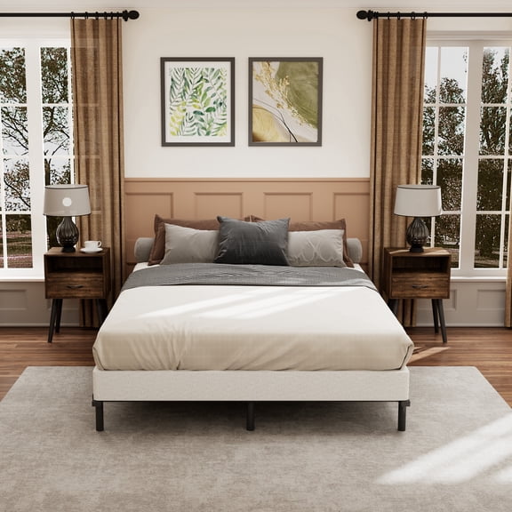 WANTAI Queen box spring mattress, 9 inches in height, made of metal, with a removable fabric cover