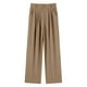 thumbnail image 4 of Pantalones anchos de color liso, cintura alta y corte drapeado, pantalones de traje informal, 4 of 4