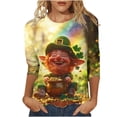 thumbnail image 3 of TaTaai St. Patrick's Day Women's Casual Print Round Neck 3/4 Sleeve T-Shirt Loose Top Gift, 3 of 5