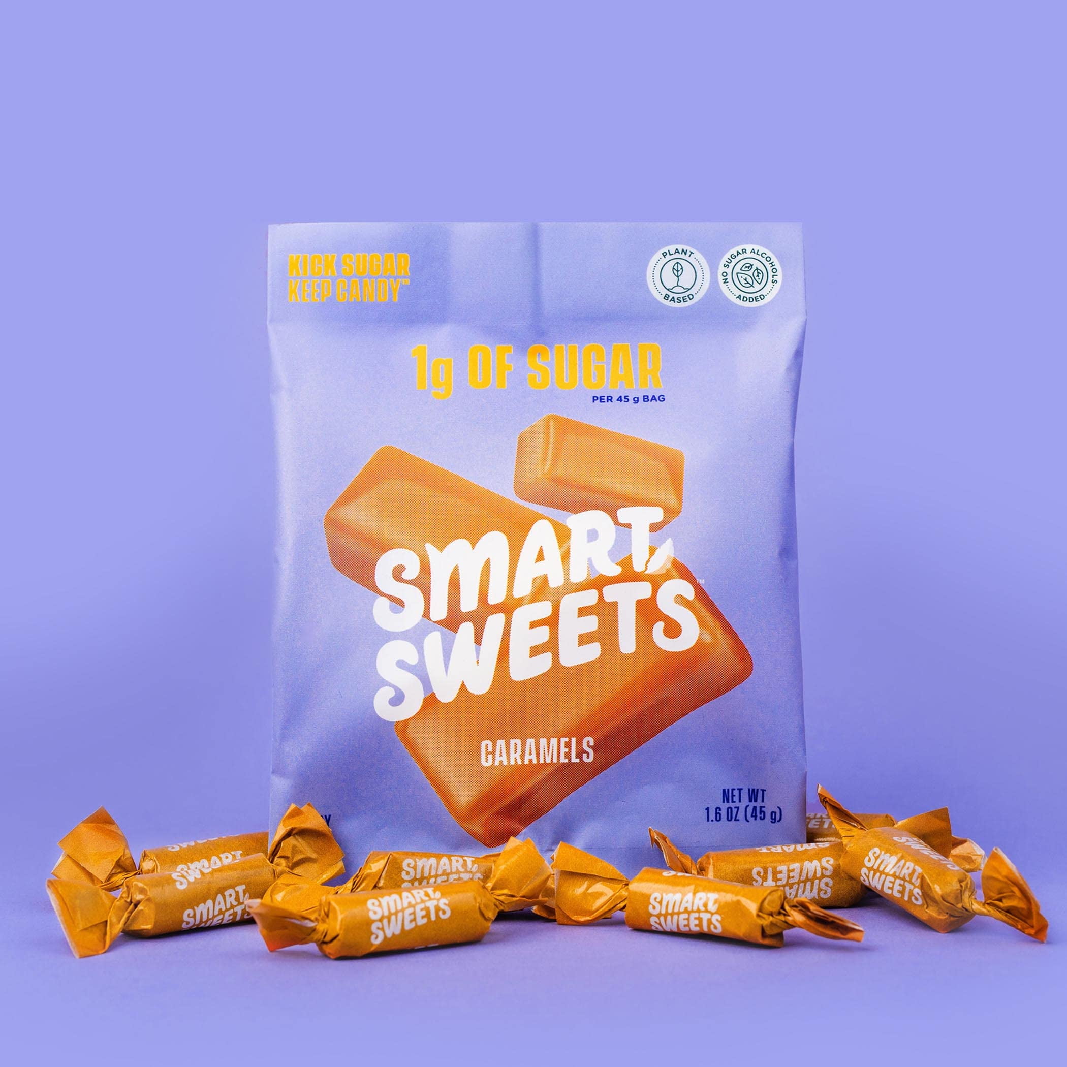 Smartsweets Caramels - Chewy Candy, Low Sugar - (Case of 12) 1.6 Oz Bags