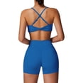 thumbnail image 5 of IDOPIP Women's 2 Piece Yoga Sets with Seamless Sports Bra and High Waist Shorts for Workout & Gym M Blue, 5 of 9
