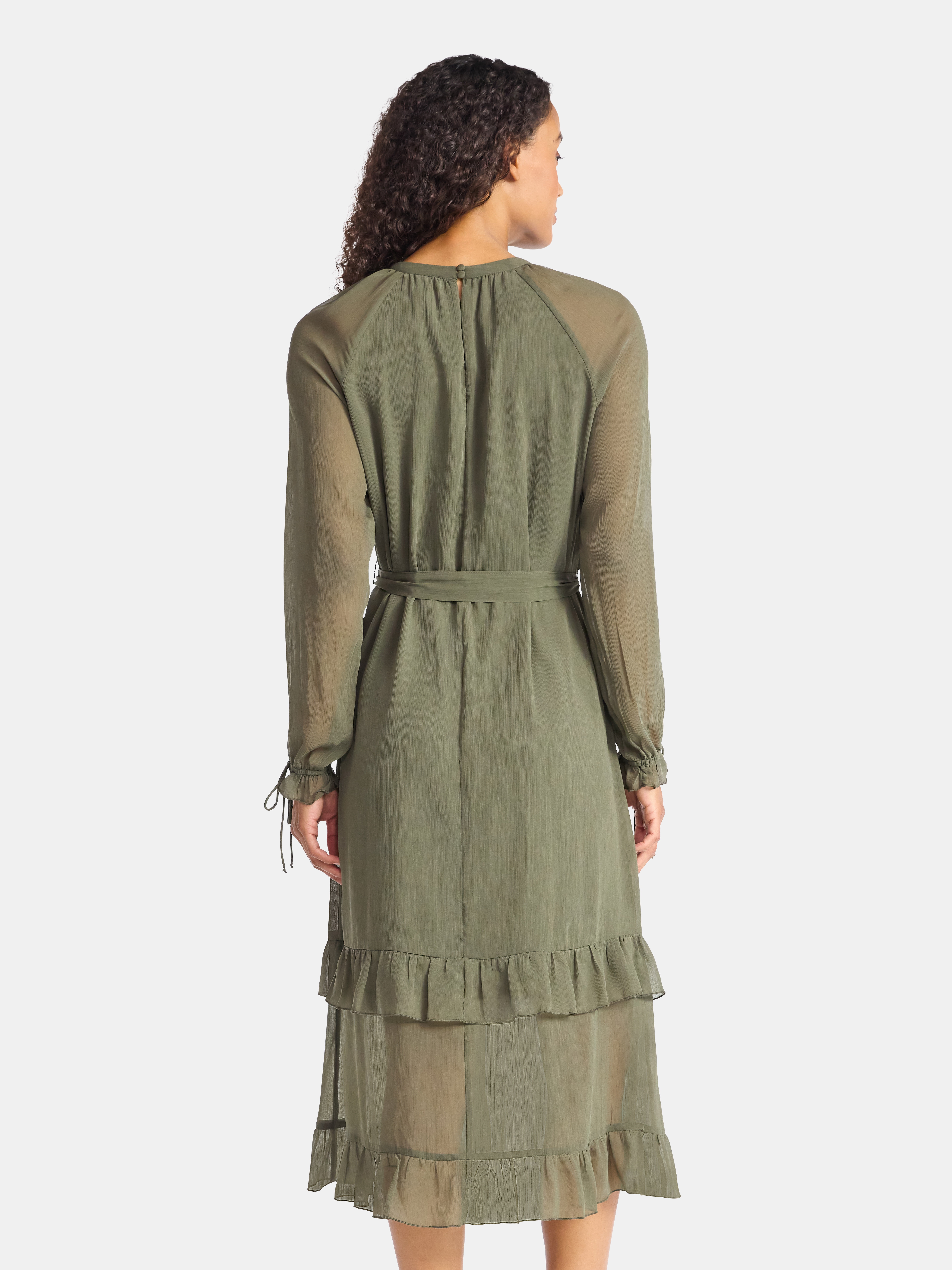 Time and Tru Women's High Neck Tiered Midi Dress, Sizes XS-XXXL