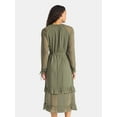 thumbnail image 3 of Time and Tru Women's High Neck Tiered Midi Dress, Sizes XS-XXXL, 3 of 5
