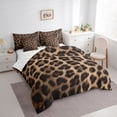 thumbnail image 3 of Homewish Fashion Leopard Print Twin Bedding Sets 7-Piece for Men, Cheetah Animal Bedding Comforter Set, Chic Brown Polkadots Reversible Sheet Sets, Super Cozy Room Decor, 3 of 7
