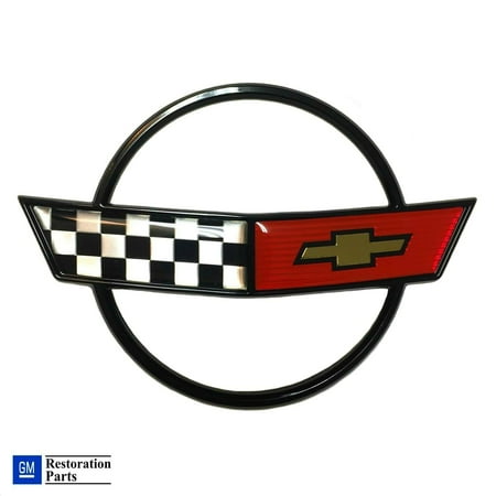 Front Nose Emblem (C4 Corvette Front Nose Hood Emblem Cross Flag Official GM Restoration Part Fits: 84 through 90)