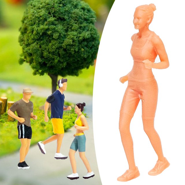 Escala 1:64, figura pequeña sin pintar para correr, Diorama, colecciones de paisajes, decoración de diseño, accesorios de película, jardín de hadas, Estilo C Baoblaze Figura corriendo sin pintar