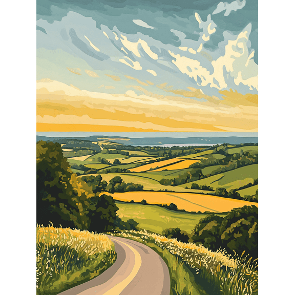 Countryside Road Landscape Canvas Print/Wall Art, Suitable for Living Room,Office, Hallway, and Kitchen Decoration.