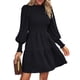 thumbnail image 3 of Vestido De Manga Farol Vestido fluido para mujer, jersey, vestido corto Vintage, cintura alta, ropa de trabajo diaria para mujer Cgtredaw Negro L para Mujer, 3 of 7