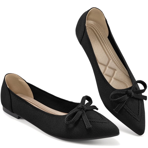 Ecetana Ballet Flats Shoes for Women Dressy Pointed Toe Knit Flats Slip On Shoes for Driving Dating Wedding