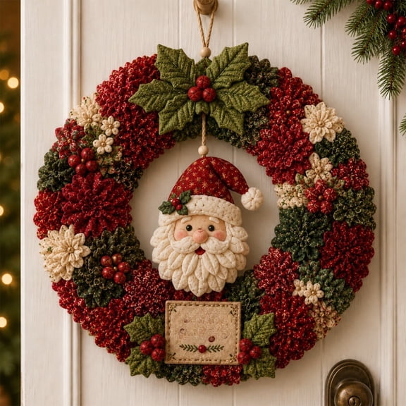 Brainybites 3D Fabric Poke Wreath DIY Kit - Christmas Wreath Making Kit for Adults, Holiday Door Decor
