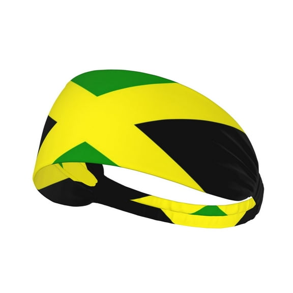 Unisex Jamaican Flag Pattern Sweatband Sports Headband For Running Cycling Yoga Workout Stretchy Hairband