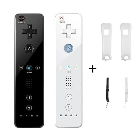 2 Pack Games Controller Remote Controller for Nintendo Wii(U) with Motion Plus with Silicone Case & Wrist Strap