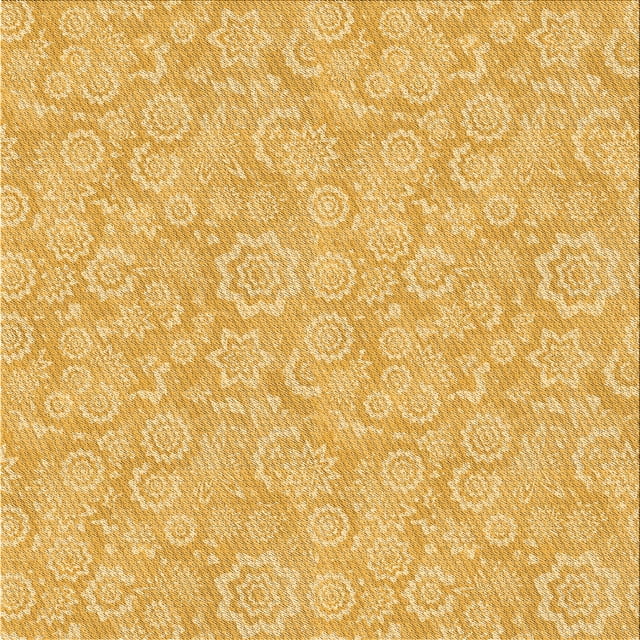 Ahgly Company Machine Washable Indoor Square Transitional Chrome Gold Yellow Area Rugs, 4' Square