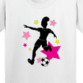 thumbnail image 4 of Inktastic Girl Playing Soccer Pink and Yellow Stars Youth T-Shirt, 4 of 5