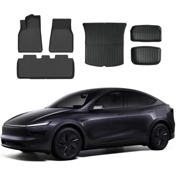 Tesla Model Y Only Fit Floor Mats Complete Set - 3D Full Coverage Trunk Liners, Heavy Duty Odorless All-Weather 6Pcs Mats chars